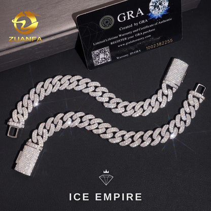 Iced Out 925 Silver Moissanite Cuban Chain