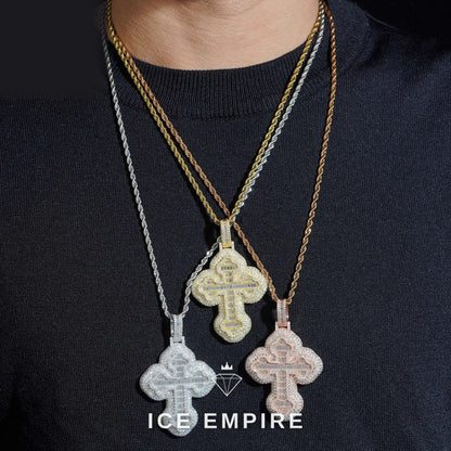 Iced Out Cross 925 Silver Moissanite Pendant