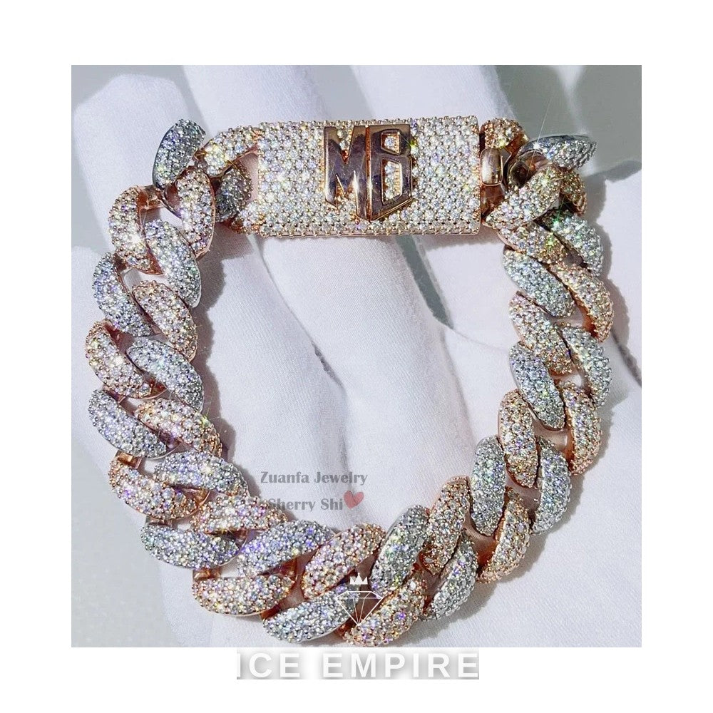 Iced Out 925 Silver Moissanite Cuban Chain