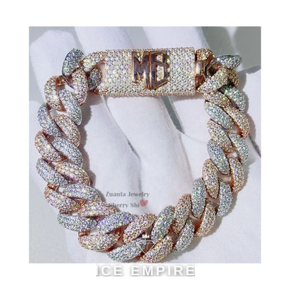 Iced Out 925 Silver Moissanite Cuban Chain