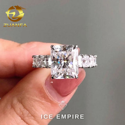Iced Out Baguette 925 Silver Moissanite Engagement Ring