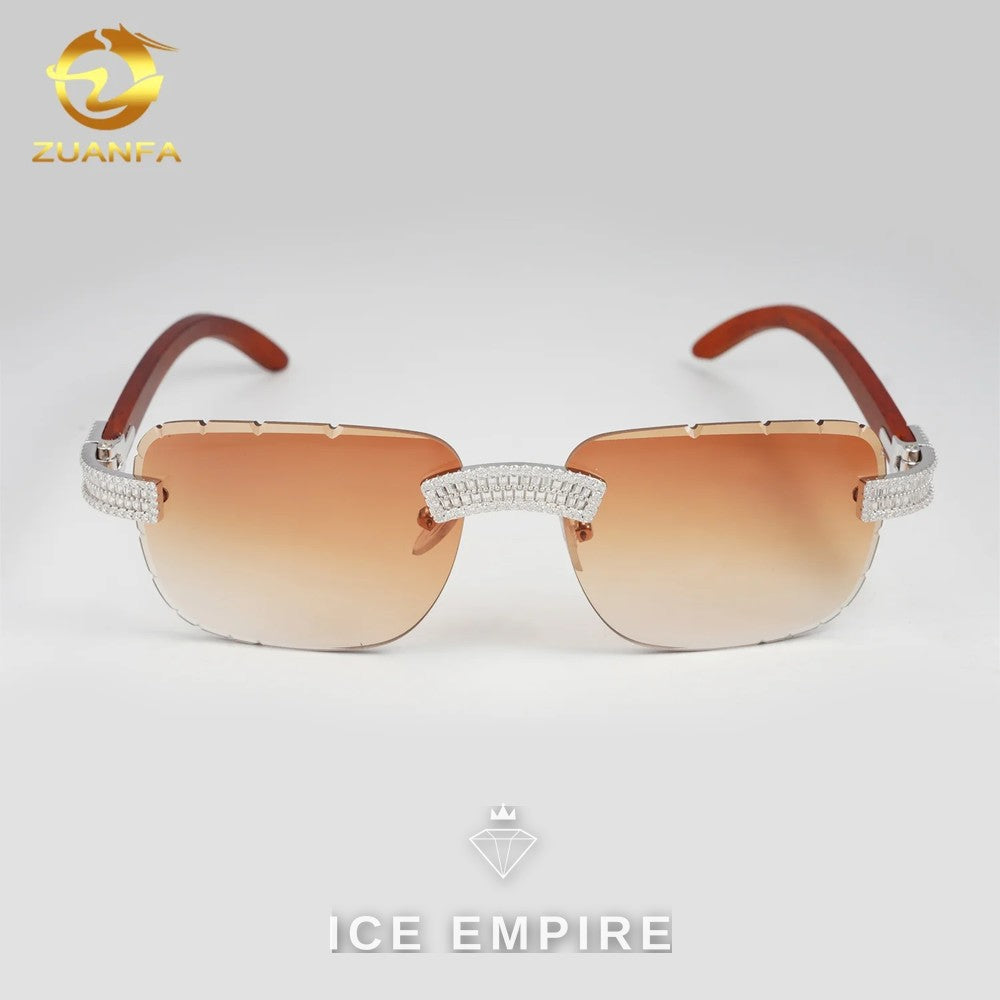 Iced Out Baguette 925 Silver Moissanite Glasses