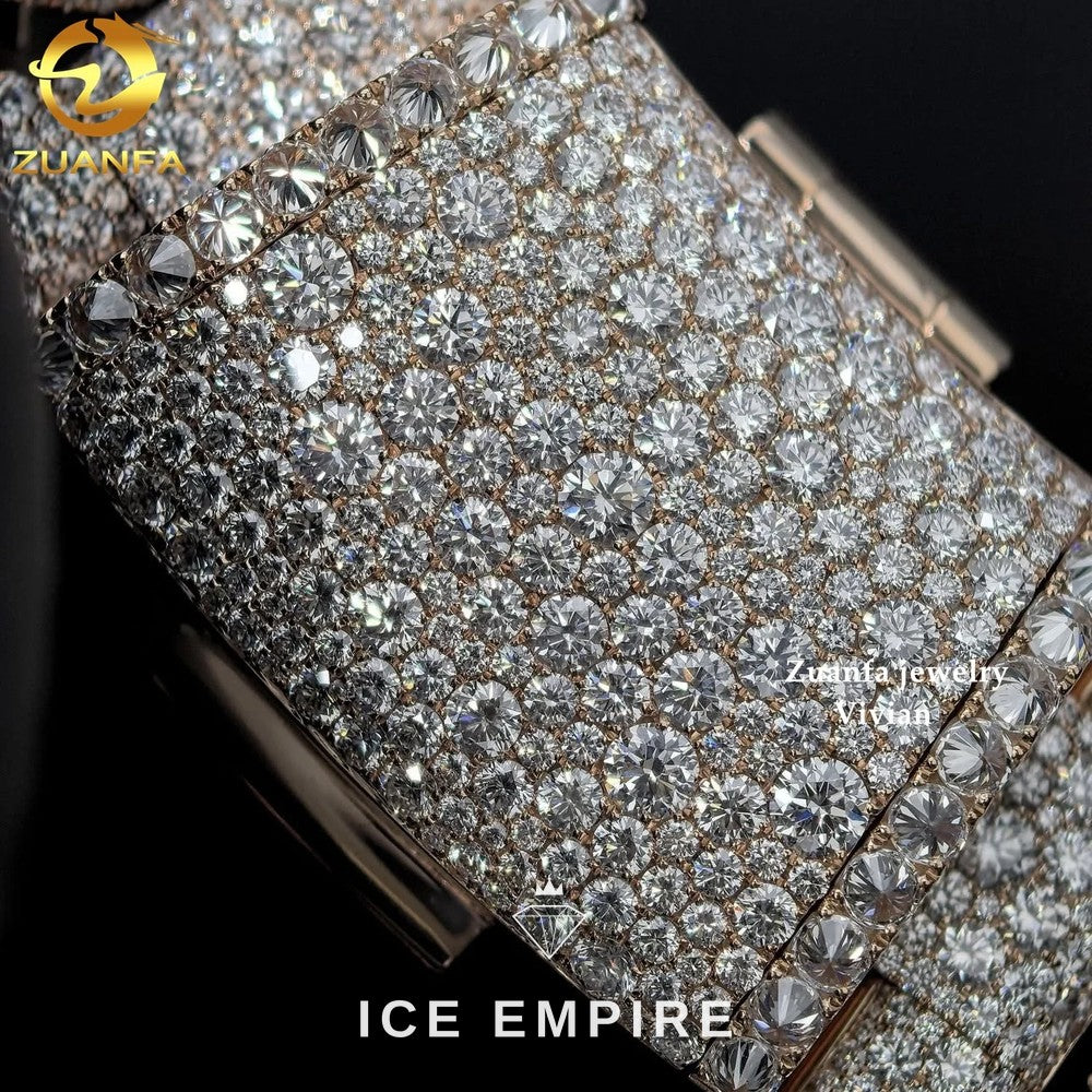 Iced Out Rose Gold Plated Moissanite Cuban Chain