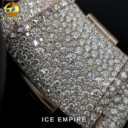 Iced Out Rose Gold Plated Moissanite Cuban Chain