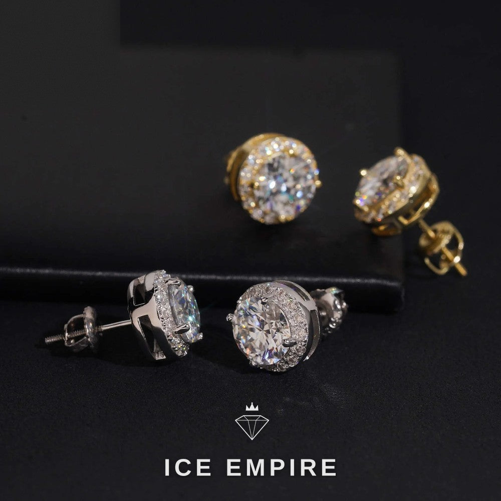 Iced Out 925 Silver Moissanite Stud Earrings