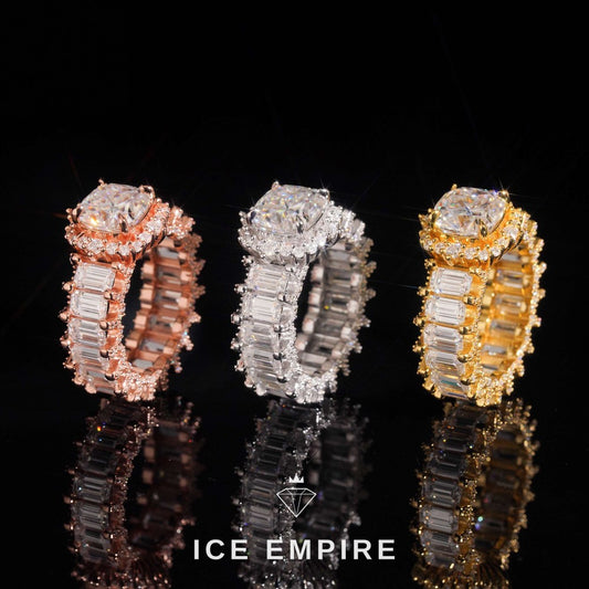 Iced Out Rose Gold Plated Moissanite Engagement Ring
