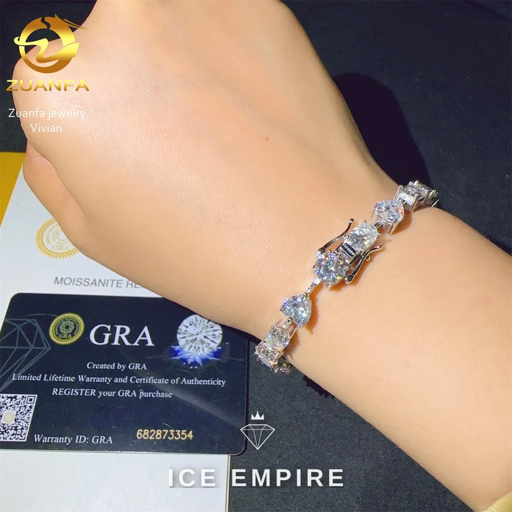 Iced Out 925 Silver Moissanite Tennis Chain