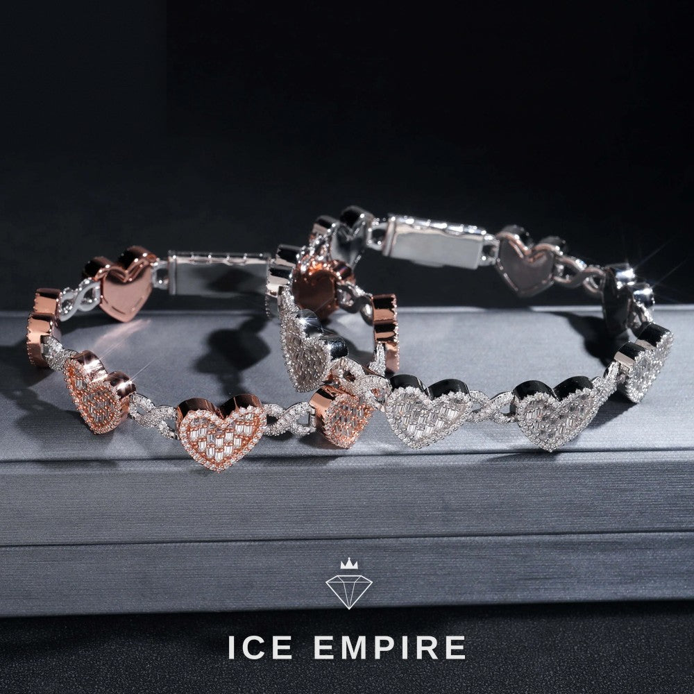Iced Out Baguette Rose Gold Plated Moissanite Cuban Chain