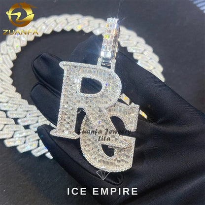 Iced Out Baguette 925 Silver Moissanite Pendant