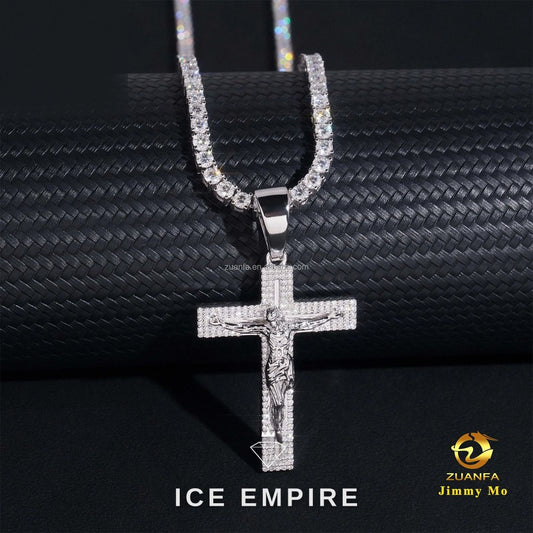 Iced Out Cross 925 Silver Pendant