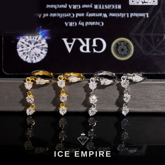 Iced Out 925 Silver Moissanite Hoop Earrings