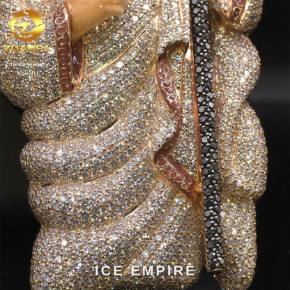Iced Out Cross Gold Plated Moissanite Pendant