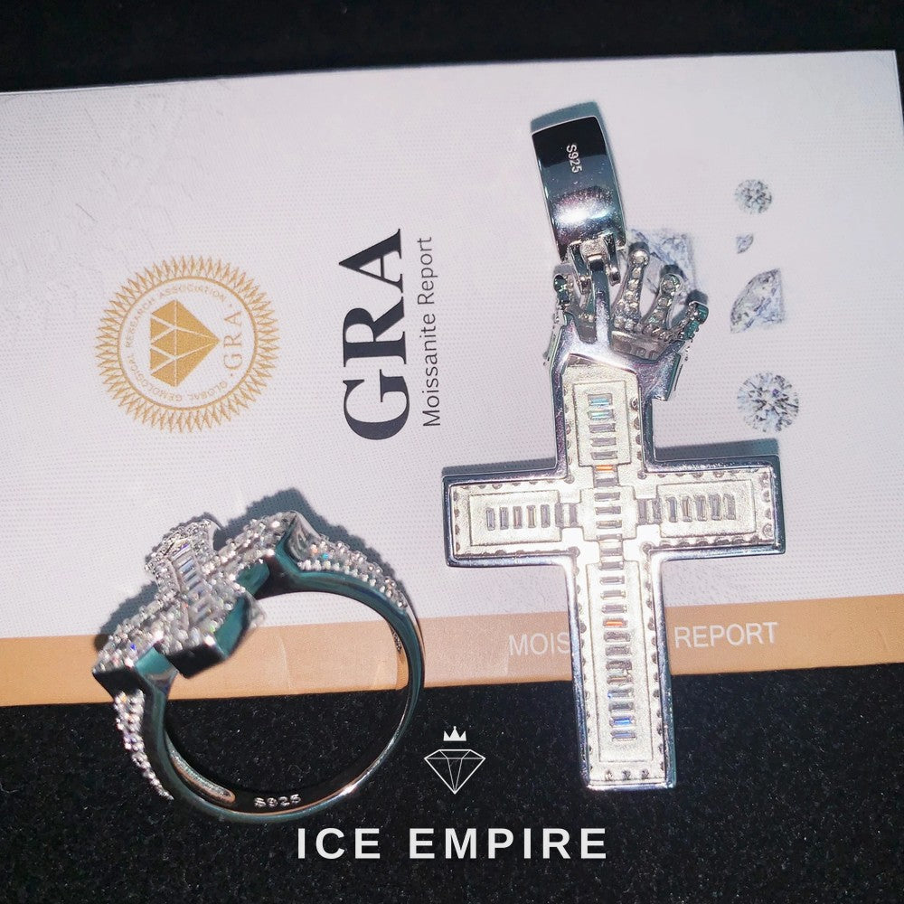 Iced Out Baguette 925 Silver Moissanite Ring
