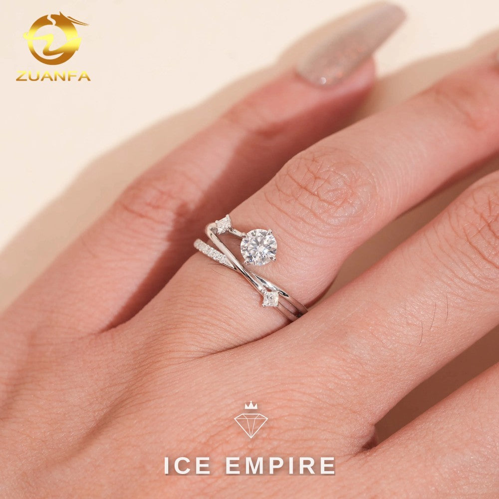 Iced Out Cluster 14K Gold Moissanite Engagement Ring