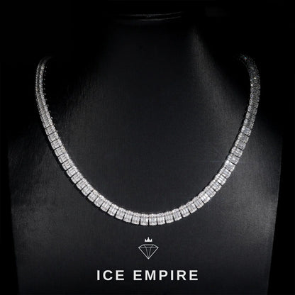 Iced Out Baguette Rose Gold Plated Moissanite Cuban Chain