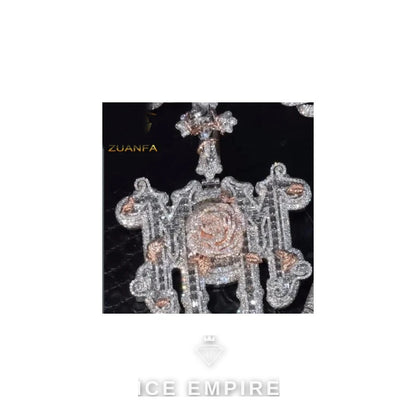 Iced Out Baguette Rose Gold Plated Moissanite Pendant