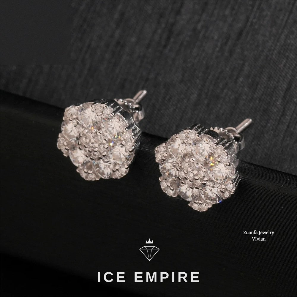 Iced Out 925 Silver Moissanite Stud Earrings