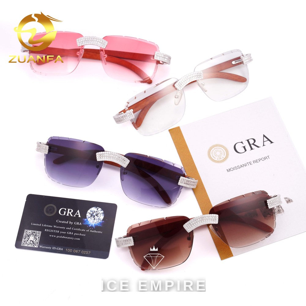 Iced Out Baguette 925 Silver Glasses