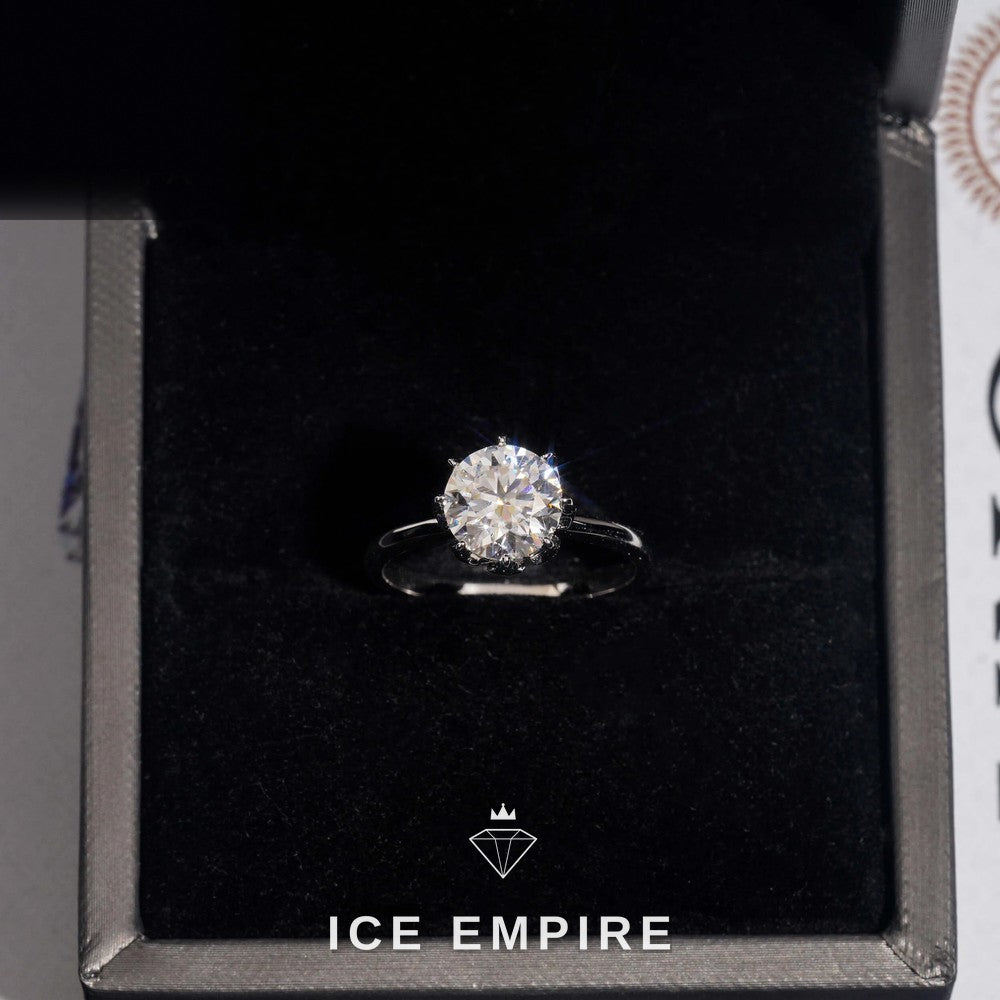 Iced Out 925 Silver Moissanite Engagement Ring