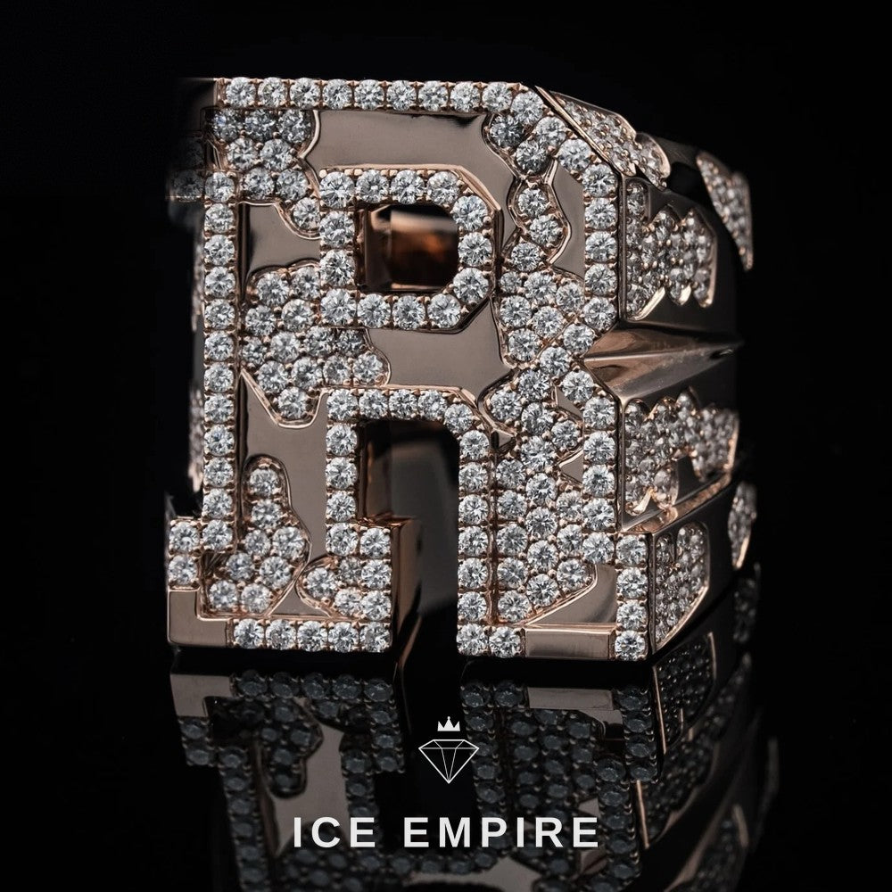 Iced Out Rose Gold Plated Moissanite Ring
