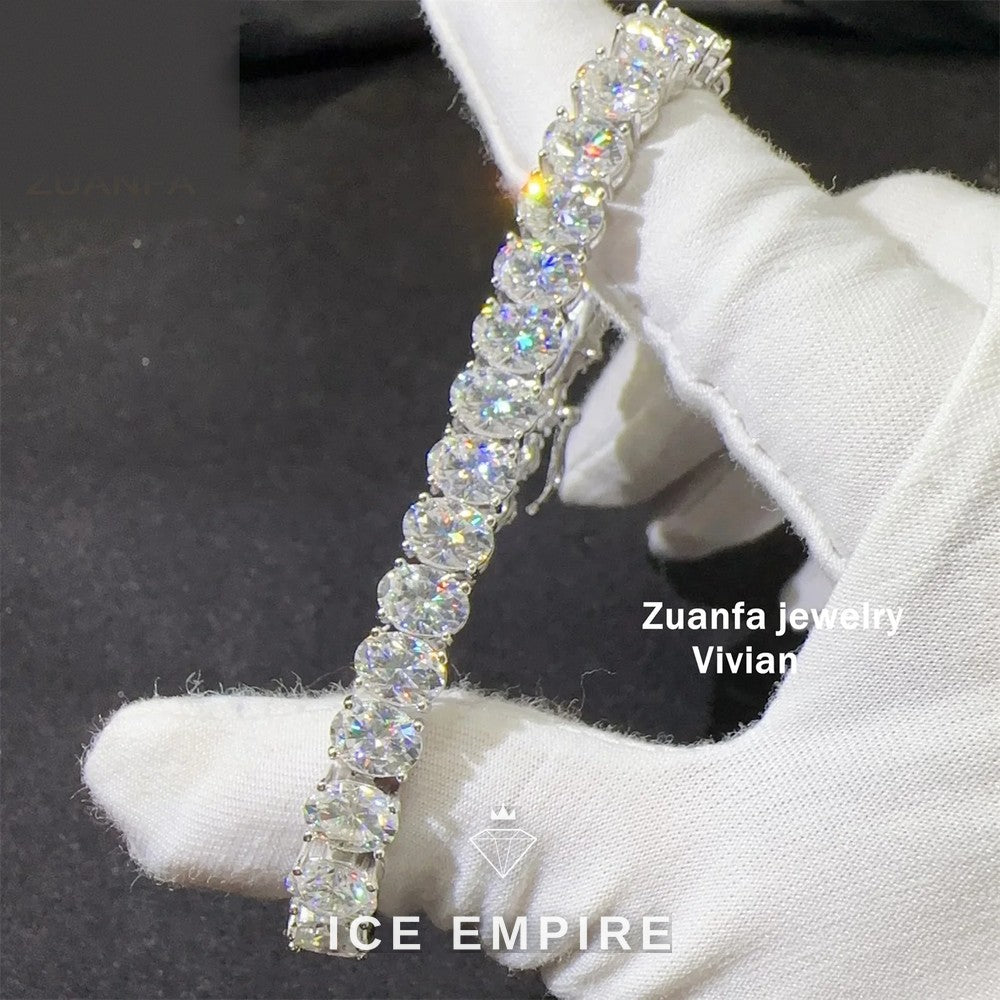 Iced Out 925 Silver Moissanite Tennis Chain