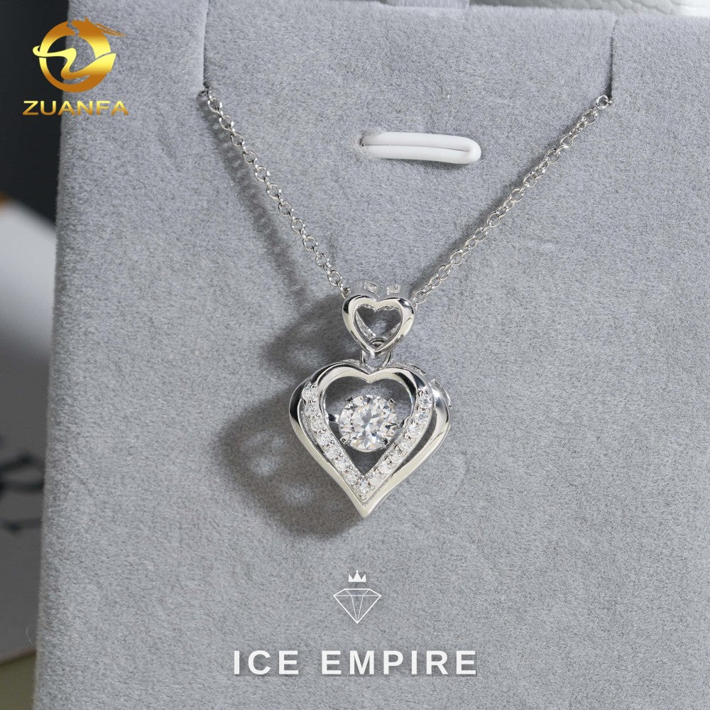 Iced Out Heart Rose Gold Plated Moissanite Pendant