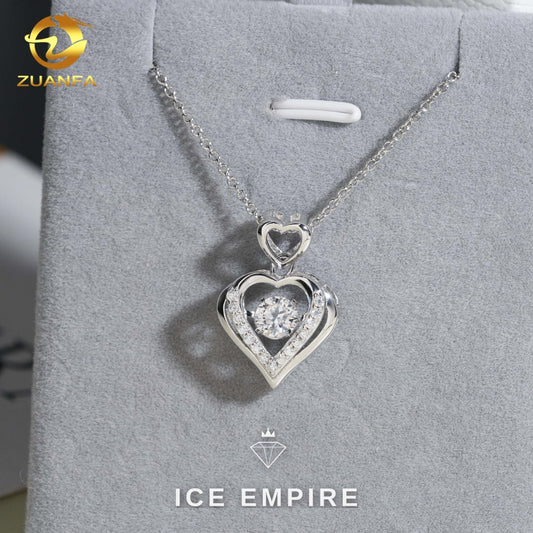 Iced Out Heart Rose Gold Plated Moissanite Pendant