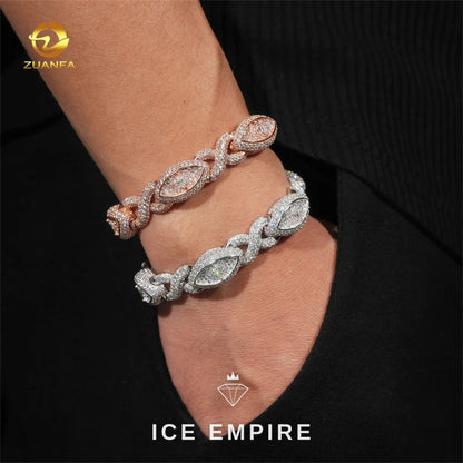Iced Out 925 Silver Moissanite Cuban Chain