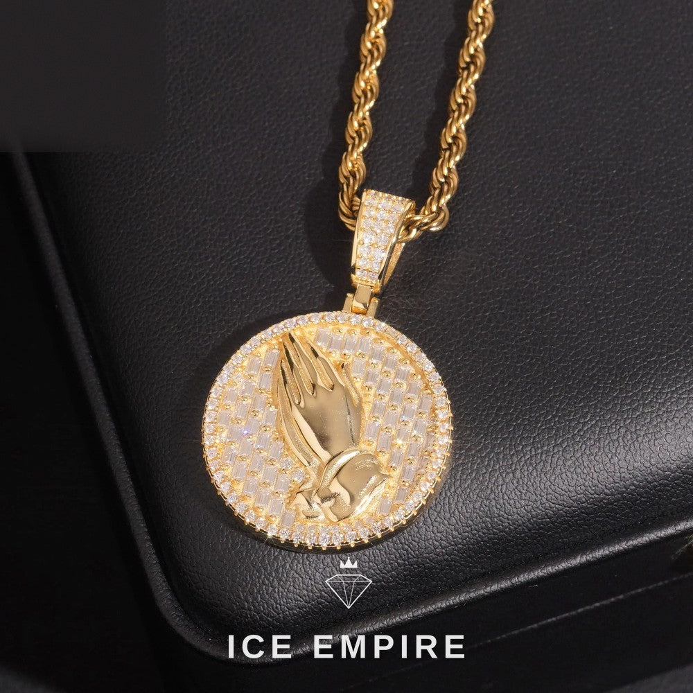 Iced Out Baguette Gold Plated Moissanite Pendant