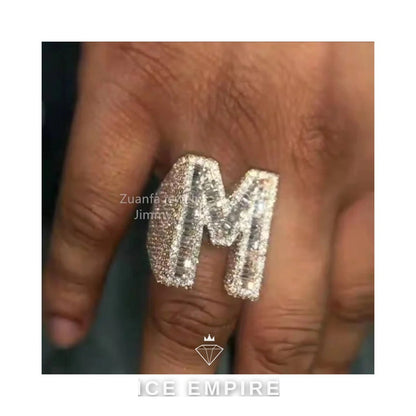 Iced Out Baguette 925 Silver Moissanite Ring