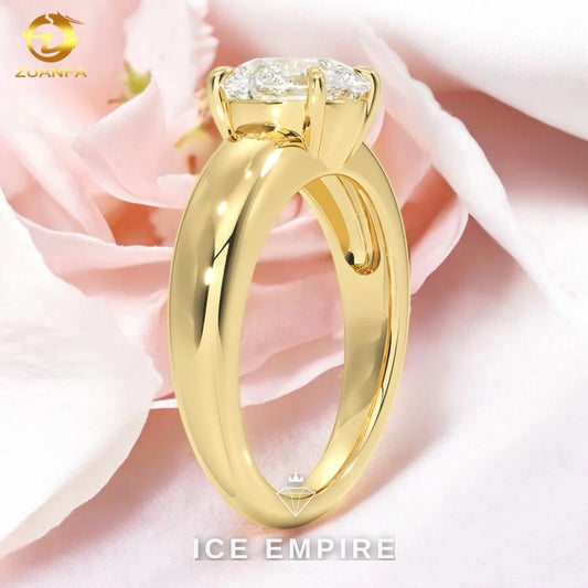 Iced Out Gold Plated Moissanite Engagement Ring