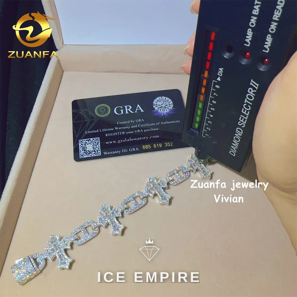 Iced Out 925 Silver Moissanite Cuban Chain
