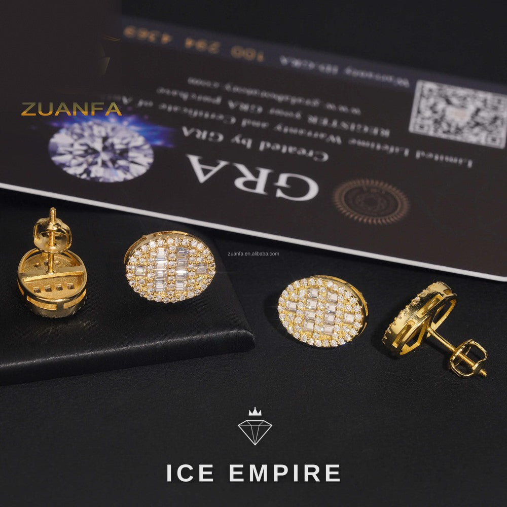 Iced Out Gold Plated Moissanite Stud Earrings
