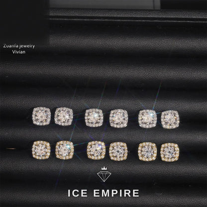 Iced Out Rose Gold Plated Moissanite Earrings