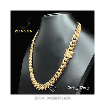Iced Out 14K Gold Cuban Chain