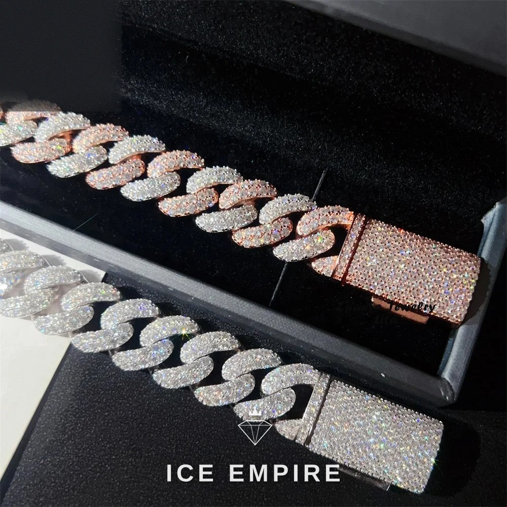 Iced Out 925 Silver Moissanite Cuban Chain
