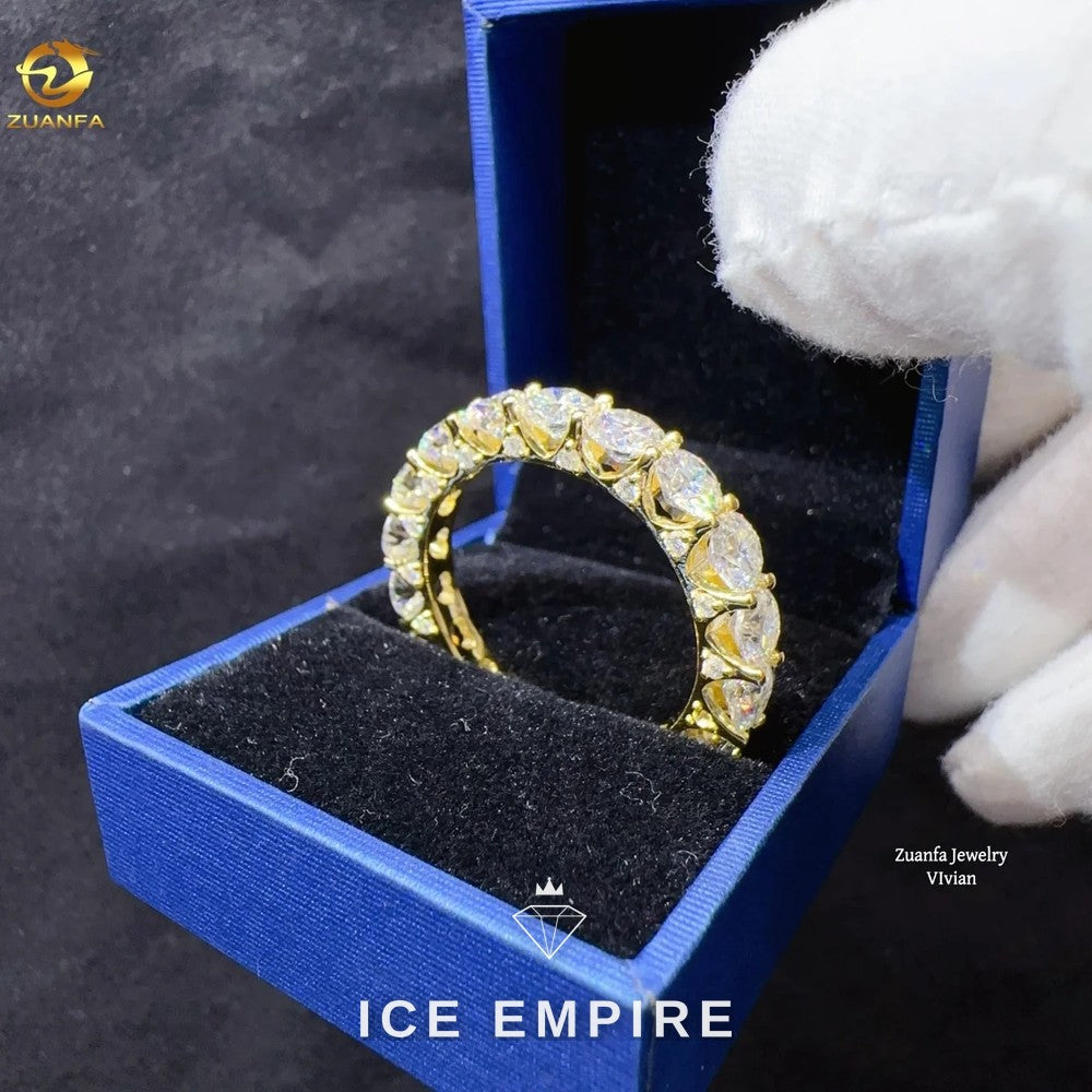 Iced Out 925 Silver Moissanite Ring