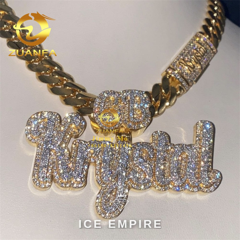 Iced Out Baguette 925 Silver Moissanite Pendant