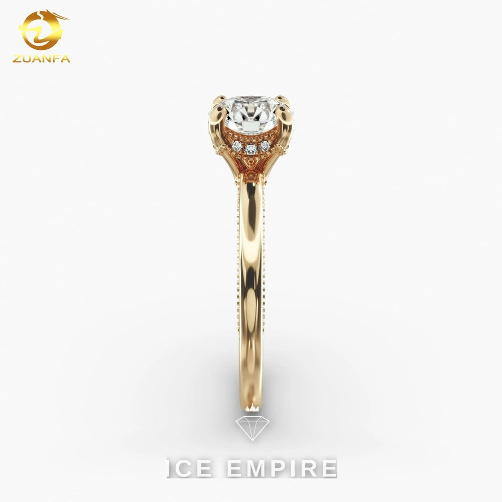 Iced Out Rose Gold Plated Moissanite Engagement Ring
