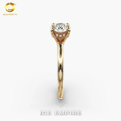 Iced Out Rose Gold Plated Moissanite Engagement Ring