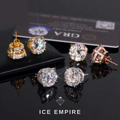 Iced Out 18K Gold Moissanite Stud Earrings