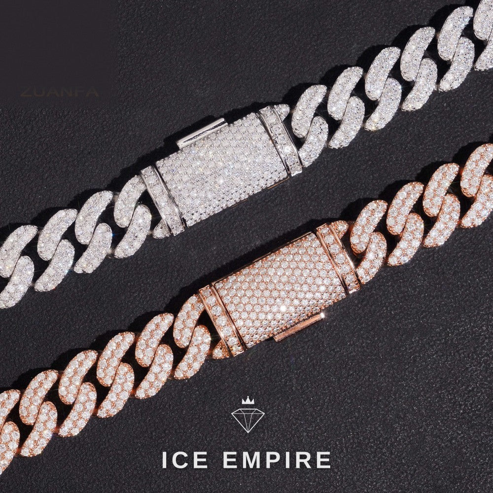 Iced Out Rose Gold Plated Moissanite Cuban Chain