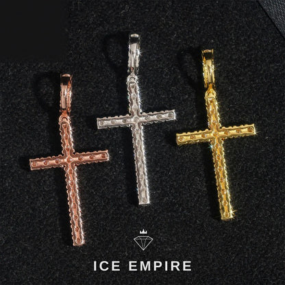 Iced Out Cross Rose Gold Plated Moissanite Pendant