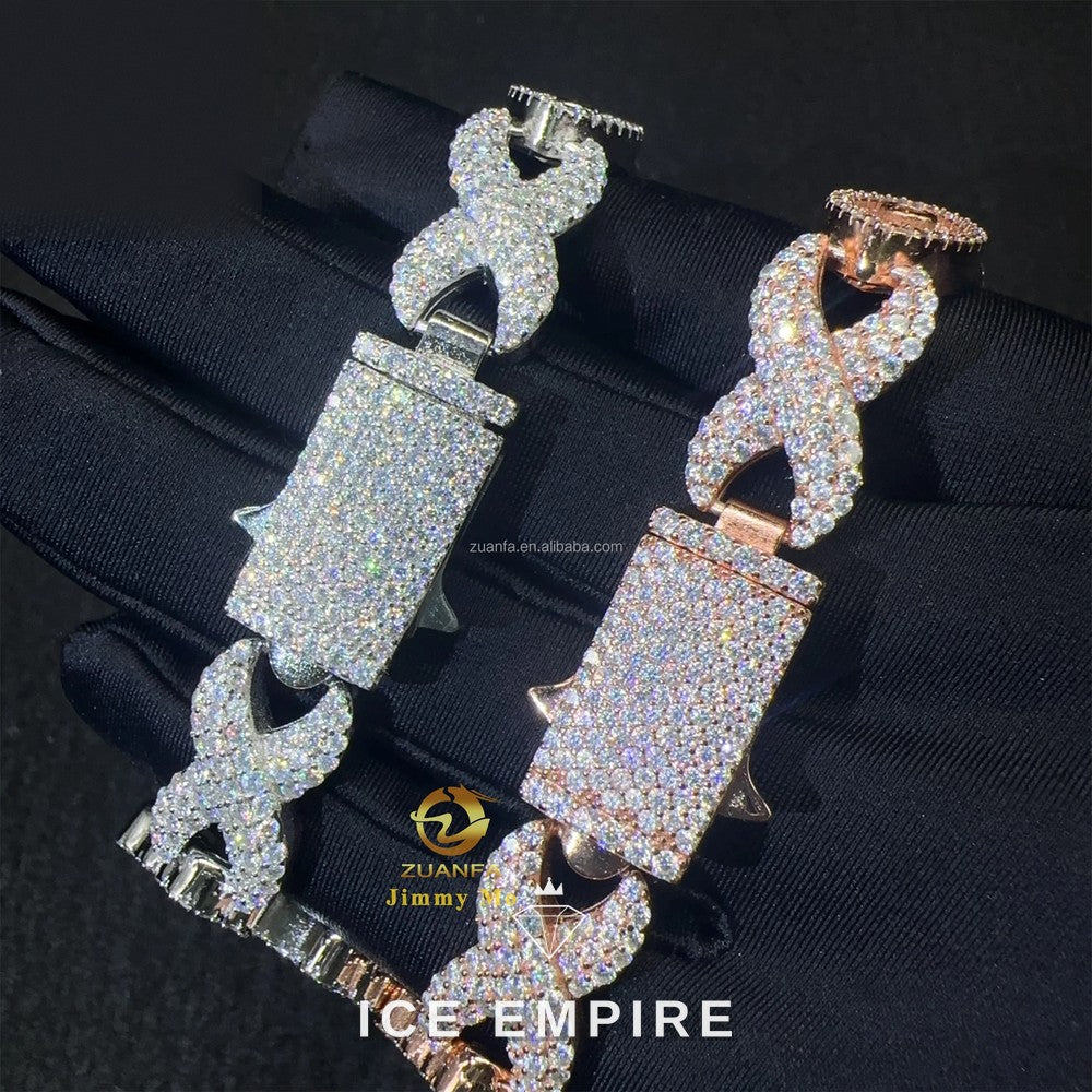 Iced Out Cross 925 Silver Moissanite Cuban Chain