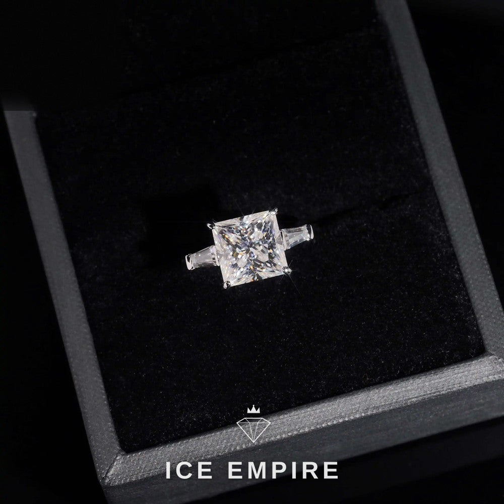Iced Out 18K Gold Moissanite Engagement Ring