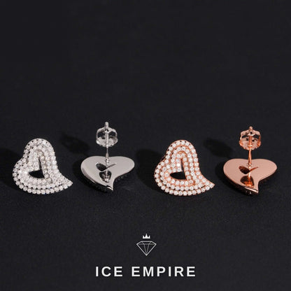 Iced Out Heart Gold Plated Moissanite Stud Earrings