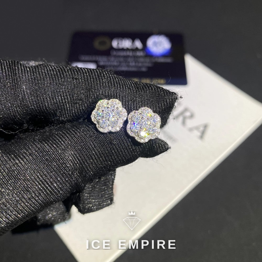 Iced Out Baguette 925 Silver Moissanite Stud Earrings