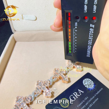 Iced Out Cross Rose Gold Plated Moissanite Cuban Chain