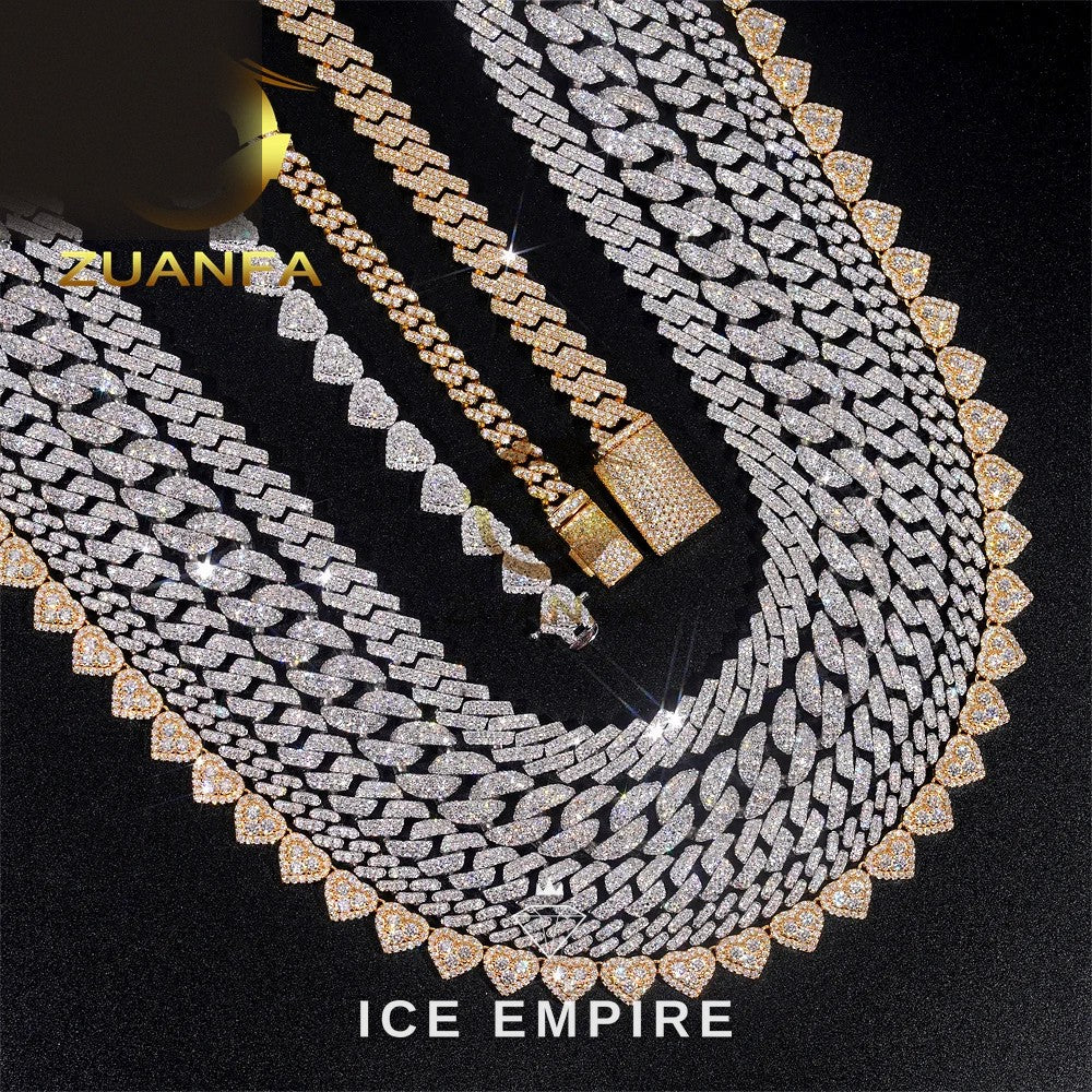 Iced Out 925 Silver Moissanite Cuban Chain