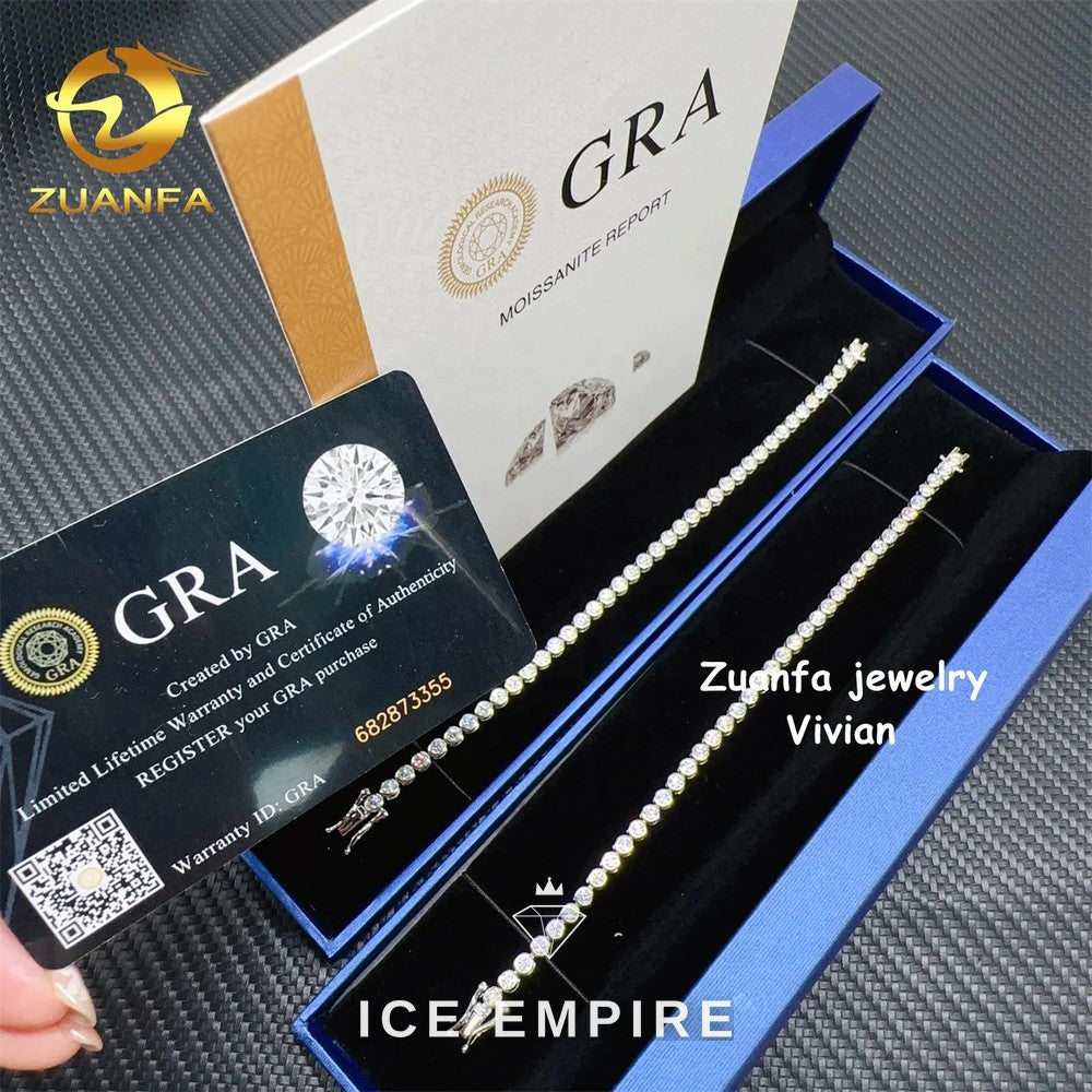 Iced Out 925 Silver Moissanite Tennis Chain